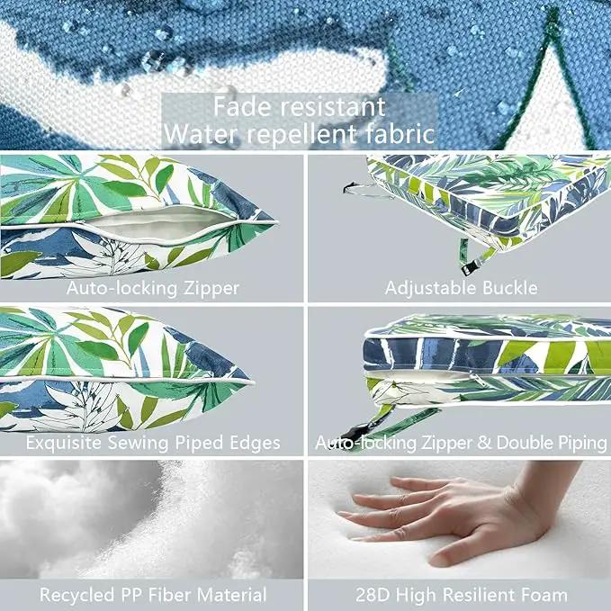 LVTXIII Outdoor Deep Seat Cushion Patio Seat and Back Cushion Set Seasonal Chair Cushion for Dining Arm Chairs, Wicker Chairs and Garden Furniture Decoration, 22"x22"x4", Islamorada Blue Green by GreenHaven Gardens