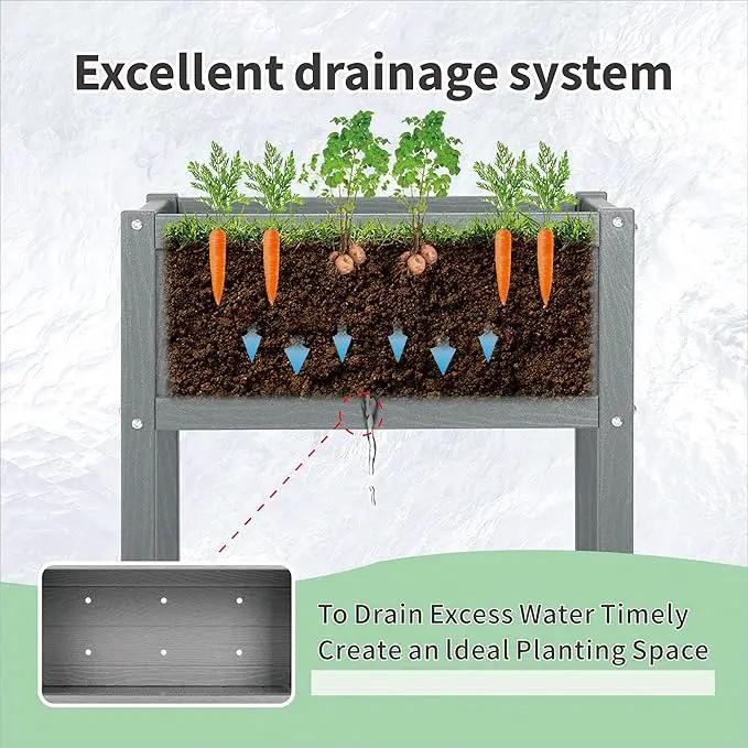 Raised Garden Bed with Drainage Hole Waterproof HDPE Elevated Planter Box with Legs Stable and Durable to Plant Herb Vegetable Flower,Patio,Balcony Outdoors/Indoors Gray by GreenHaven Gardens