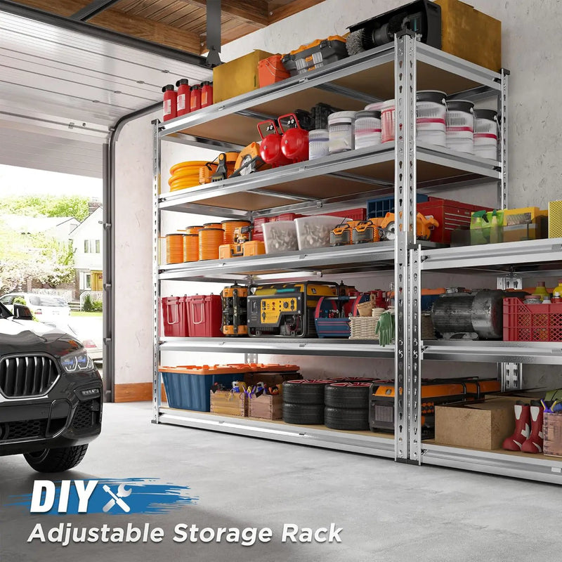 REIBII Garage Shelving, 5 Tier Storage Shelves Load 3000LBS, Adjustable Garage Shelving Heavy Duty, Metal Shelves Unit for Basement, Warehouse, 48" W x 72" H x 18" D, Galvanized by GreenHaven Gardens