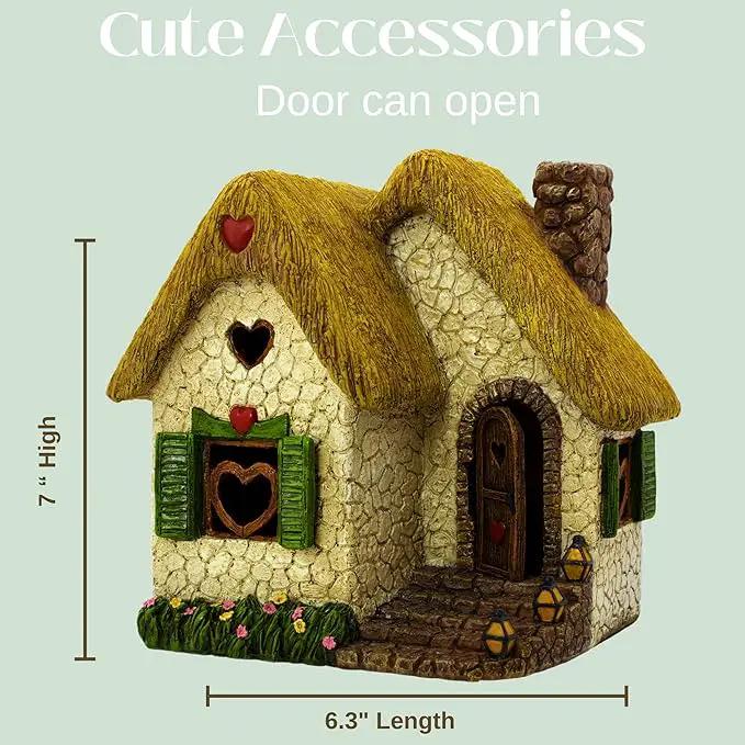 Fairy Garden House Kit – Complete with Accessories, House 7” High with Door That Opens & Fairies for Outdoor Gardens – 4 Pieces by GreenHaven Gardens