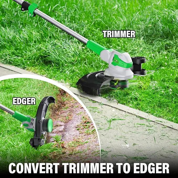 SOYUS Weed Wacker 12 Inch String Trimmer Cordless 20v Electric Weed Wacker, 2 Pcs 2.0Ah Battery Powered Weed Trimmer/Edger, Lightweight Grass Trimmer with 8 Pcs Replacement Spool Trimmer Lines by GreenHaven Gardens