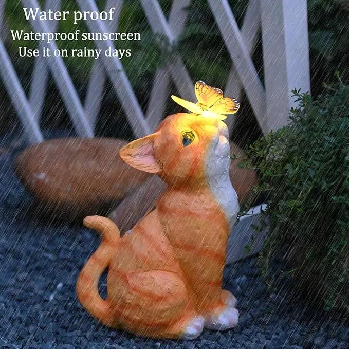 Cat Garden Figurines Outdoor Decor Solar Statue with LED Lights for Patio Lawn Yard Art Decoration Housewarming Garden Gift by GreenHaven Gardens