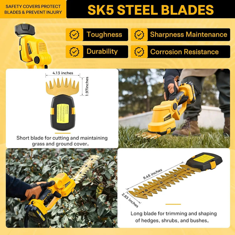 Hedge Trimmer Cordless, 2 in 1 Grass Shears Hedheld and Electric Hedge Trimmer, 22V Mini Battery Hedge Trimmers Clippers with Rechargeable Battery and Charger for Garden and Lawn by GreenHaven Gardens