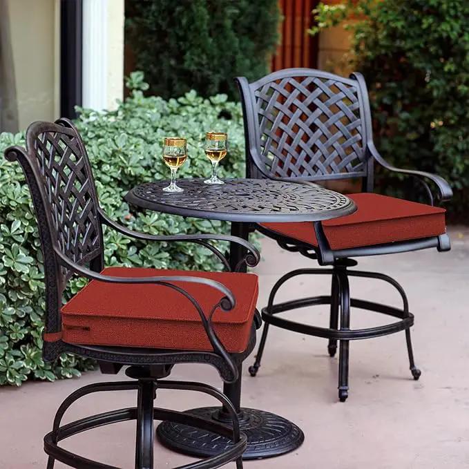LVTXIII Patio Chair Cushions 19"x19"x3", Water-Repellent Outdoor Seat Cushions for Patio Furniture, Square Chair Pads with Ties for Home Garden Decoration, Set of 2, Brick Red by GreenHaven Gardens