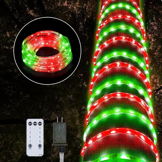 Christmas Rope Lights Outdoor, 50Ft 600 LED Red and Green String Lights, Waterproof Tube Light Plug in 8 Modes Timer Memory, Permanent Christmas Lights for Tree Fence Yard House Decorations by GreenHaven Gardens
