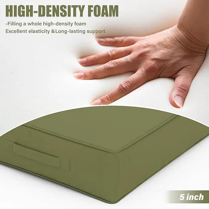 Patio Chair Cushions 24 X 24 X 5 Inch Waterproof Outdoor Seat Cushions for Patio Furniture, Outdoor Sofa Couch Pads with Ties & Handle, Set of 2, Light Green by GreenHaven Gardens