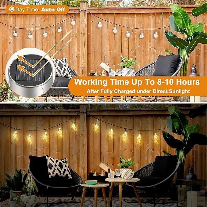 12Pack Hanging Outdoor Solar Lights - Decorative Cracked Glass LED Ball Lights Waterproof Tree Solar Powered Globe Lights with Handle for Garden Yard Patio Fence Christmas Decoration, Warm White by GreenHaven Gardens