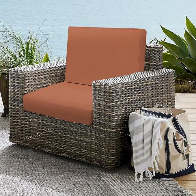 Outdoor Deep Seat Cushion Set 19" x 19", Water Repellent & Fade Resistant Cushion for Patio Furniture, Back & Seat Cushion with Removable Covers for Sofa, Couch, Red by GreenHaven Gardens