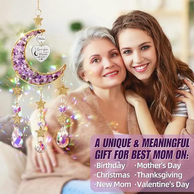 Best Mom Gifts for Mom from Daughter Son Kids, Mom Birthday Gifts for Mother-in-Law Mom, Moon Crystal Suncatcher for Window Hanging New Mom Gifts for Women Wife by GreenHaven Gardens