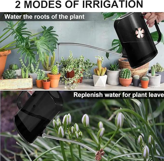 Watering Can Indoor for House Plants Small Watering cans with Long Spout Flower Model Sprinkler Head 1.2L (Black Coffee, 1.2L) by GreenHaven Gardens