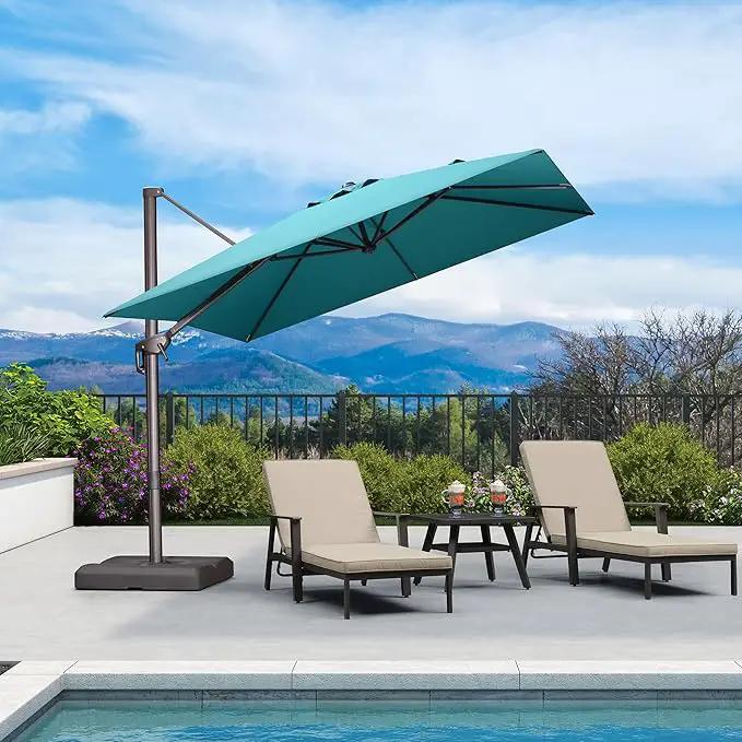 PURPLE LEAF 9 Feet Patio Umbrella Square Cantilever Umbrella Outdoor with 360° Rotation and Aluminum Offset Hanging for Pool Deck Garden Backyard, Turquoise by GreenHaven Gardens