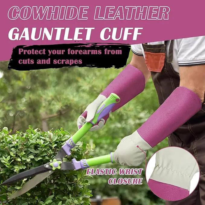 HANDLANDY Rose Pruning Gardening Gloves for Men & Women, Thornproof Long Gauntlet Gloves, Pigskin Leather - Breathable & Durability (Large) by GreenHaven Gardens