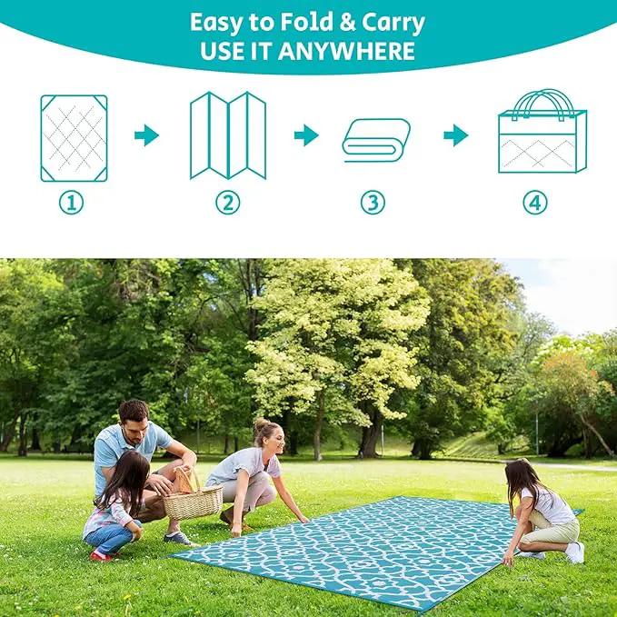 HEBE Outdoor Rug Waterproof 5x8, Plastic Straw Rug Camping Rug, Reversible Outdoor Patio Rugs RV Mat Clearance, Indoor Outside Floor Carpet for Porch,Deck,Camper,Balcony,Backyard by GreenHaven Gardens