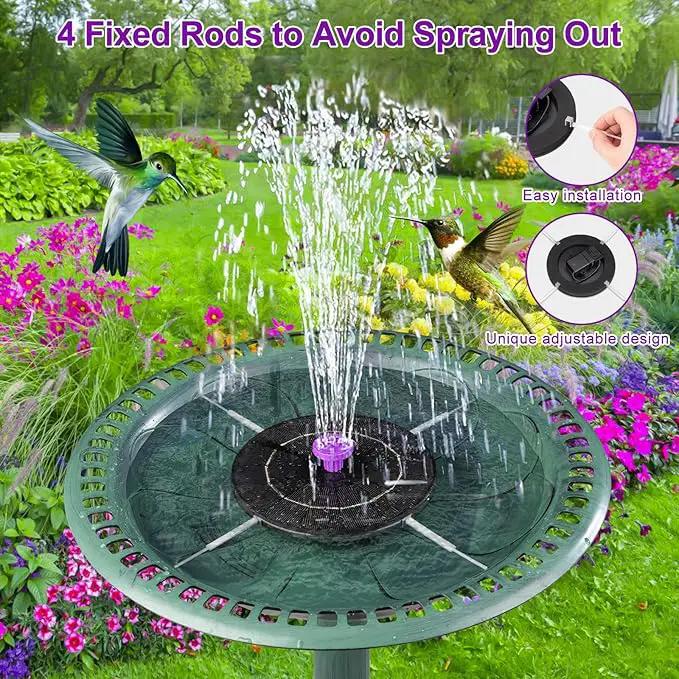 3.5W Solar Bird Bath Fountain Pump, Solar Powered Water Pump, Outdoor Water Fountain Pump with 8-in-1 Nozzles, 4 Fixed Pipes for Hummingbirds, Garden, Pool, Pond by GreenHaven Gardens