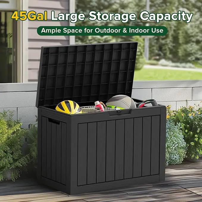 45 Gallon Outdoor Storage Box – Waterproof Deck Box for Garden & Patio,Black by GreenHaven Gardens