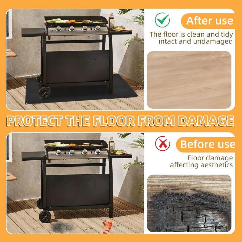 Under Grill Mat for Outdoor Grilling, 70 x 48 inches Double-Sided Fireproof Waterproof BBQ Protector for Deck and Patio Under Grill Mat for Outdoor BBQ by GreenHaven Gardens