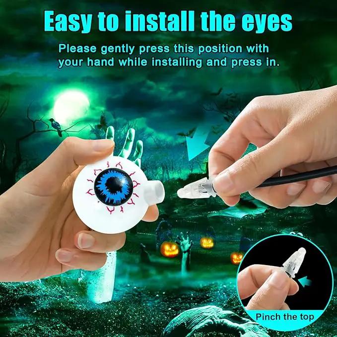 Solar Halloween Decorations, 4 Pack 24 LED Spooky Eyeball Lights, Green Eyeball Swaying Firefly Lights,Waterproof Solar Halloween Path Lights for Yard Garden Lawn Party Decor by GreenHaven Gardens