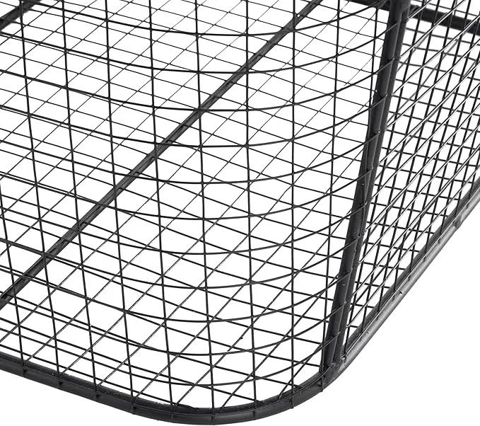 Deco 79 Metal Large Open Frame Wire Grid Storage Basket with Curved Sides and Ring Handles, 30" x 20" x 20", Black by GreenHaven Gardens