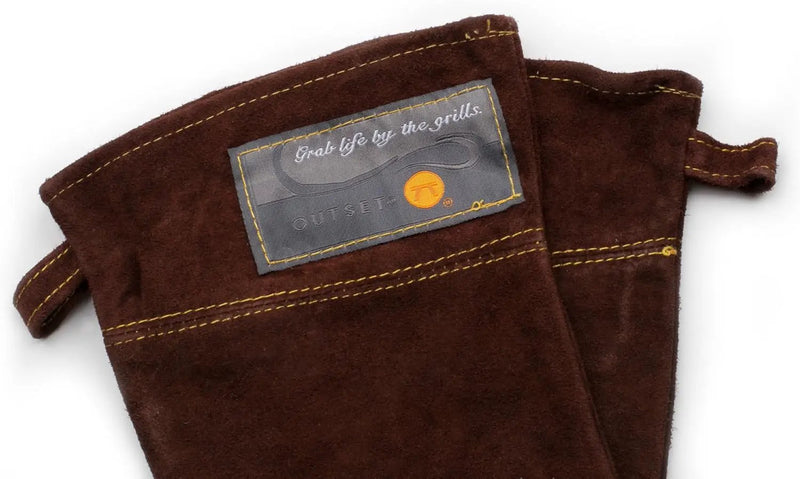 Outset Leather Grill Gloves, Set of 2 Brown Leather BBQ Gloves by GreenHaven Gardens