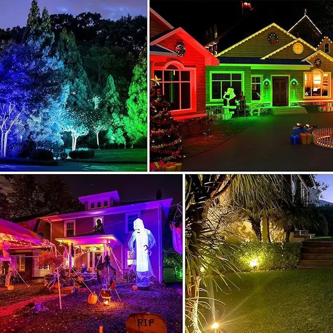 RGBW Spotlight Outdoor 12W LED Warm White Landscape Lights 120V Landscape Lighting with 3-Pin US Plug Waterproof Spot Lights Outdoor for Yard Garden Patio Lawn Decorative(2Pack) by GreenHaven Gardens