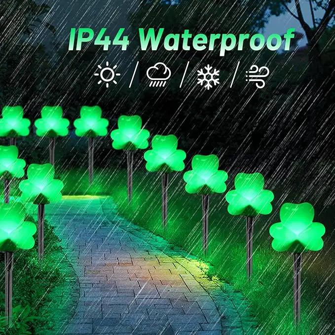 2 Sets 4 Pack St. Patricks Green Shamrock Pathway Lights Outdoor for St. Patricks Day Decorations, C7 LED Green Lucky Clover Garden Lights Waterproof, UL Certified for Lawn Yard Walkway Decor, Plug In by GreenHaven Gardens