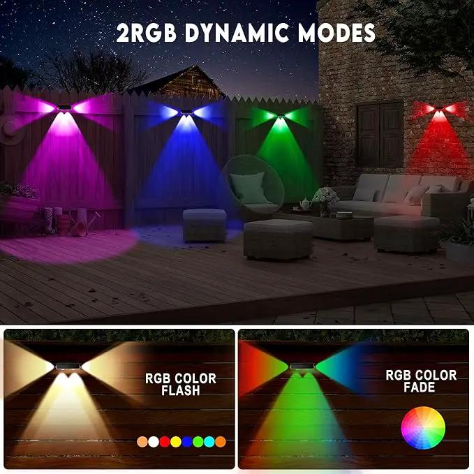 Solar Fence Lights Outdoor - 3-Side Fence Light Solars Powered for Outside IP65 Waterproof Fence Solar Lights Outdoor for Outside Garden Backyard Patio Deck Fence Stair Step Railing Pathway(2Pack) by GreenHaven Gardens