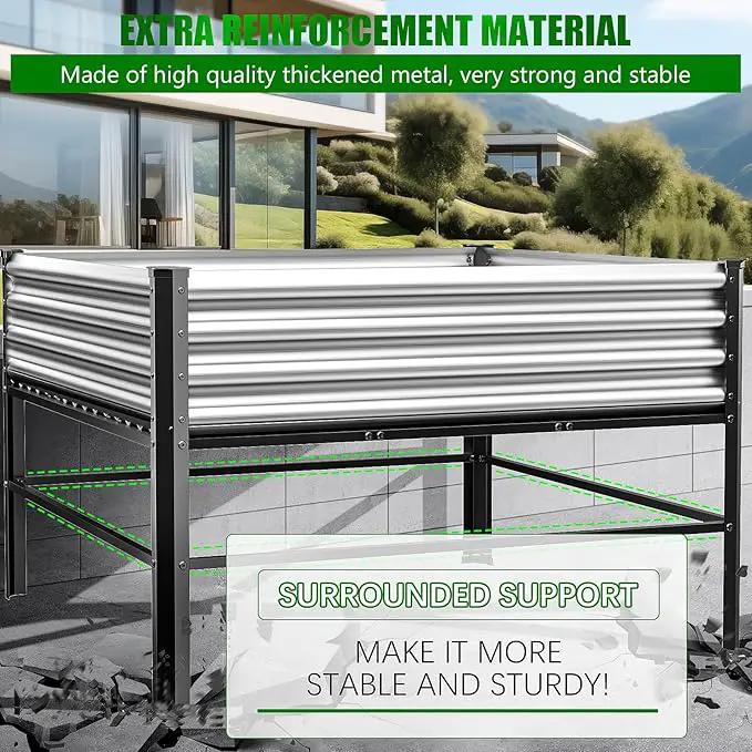Doniks Raised Garden Bed with Legs, 48×48×32in Large Outdoor Metal Galvanized Garden Planting Box,1000lb Capacity for Vegetables Lawn Green Flowers, Fruits, Terrace by GreenHaven Gardens