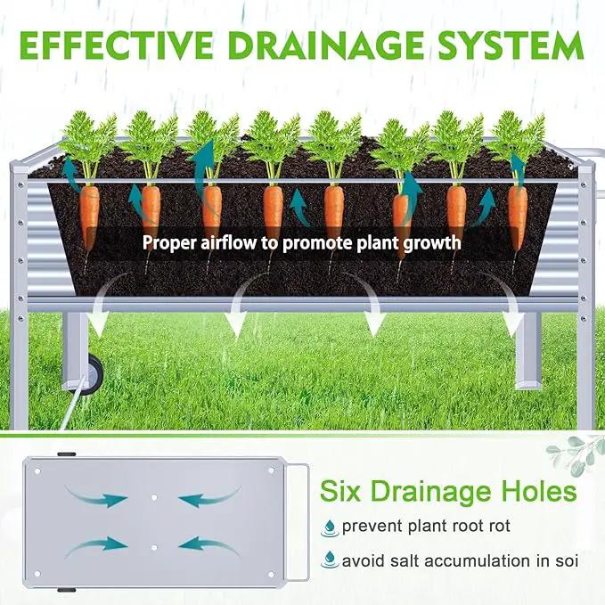 Galvanized Raised Garden Bed with Legs, Metal Raised Planter Box with Drainage Holes Outdoor Elevated Garden Bed on Wheels for Backyard, Patio, Balcony by GreenHaven Gardens