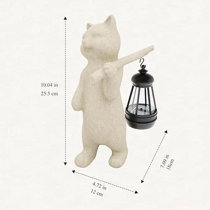 Solar Powered Garden Resin Statue Lights, 10 Inch Waterproof Outdoor Animal Cute Cat Figurine Lights, Suitable for Patios, Balconies, Lawns, Courtyards, Etc. (Walking) by GreenHaven Gardens