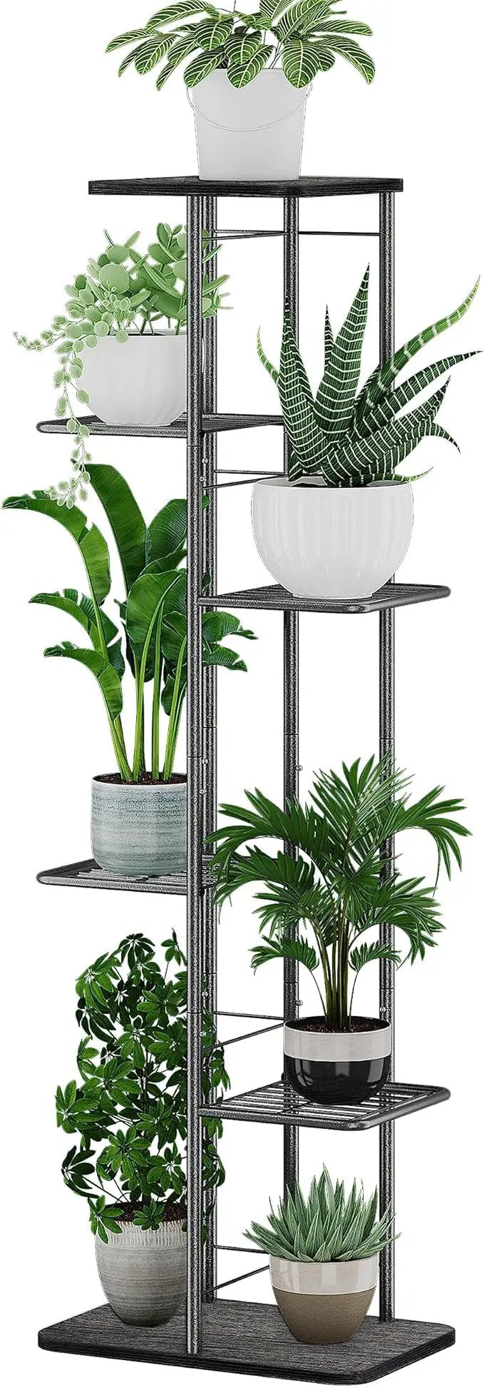 Simple Trending Plant Stand Shelf Indoor Outdoor Waterproof, 6 Tier 7 Potted Heavy Duty Metal Tall Flower Holder for Multiple Corner Display by GreenHaven Gardens