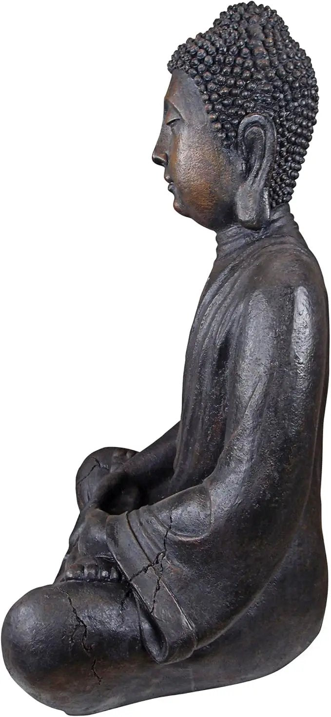 Design Toscano Meditative Asian Decor Grand Temple Indoor/Outdoor Garden Statue, Large, 40 inches tall, Cast Stone Resin, Dark Stone Finish by GreenHaven Gardens