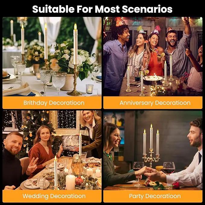 JOSU 6 Pack Flameless Candles with Remote Control Timer, Flickering LED Taper Candles Battery Operated, Christmas Window Light for Candleholder for Home Decor Thanksgiving Wedding Decoration by GreenHaven Gardens