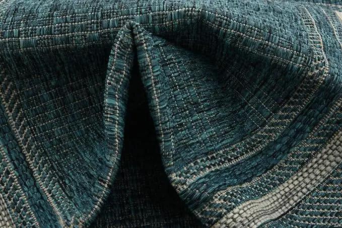 Unique Loom Outdoor Border Collection Area Rug - Soft Border (2'x 6' 1" Runner, Teal/ Ivory) by GreenHaven Gardens