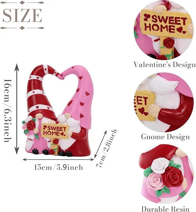 TERESA'S COLLECTIONS Garden Gnomes Outdoor Decor, Resin Heart-Shaped Pink Cute Gnome Couple Valentine Decorations for Home, Garden Decor Love Valentine Gifts for Women, 6.3" by GreenHaven Gardens