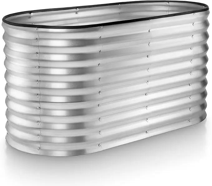 Galvanized Raised Garden Beds Outdoor // 4×2×2 ft Planter Raised Beds for Gardening, Vegetables, Flowers // Large Metal Garden Box (Silver) // Patented Tool-Free Design by GreenHaven Gardens