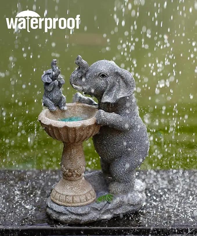 Garden Elephant Statues for Bird Bath: Outdoor Sculptures for Lawn Patio Yard Balcony Porch - Unique Gifts for Mother Grandma by GreenHaven Gardens