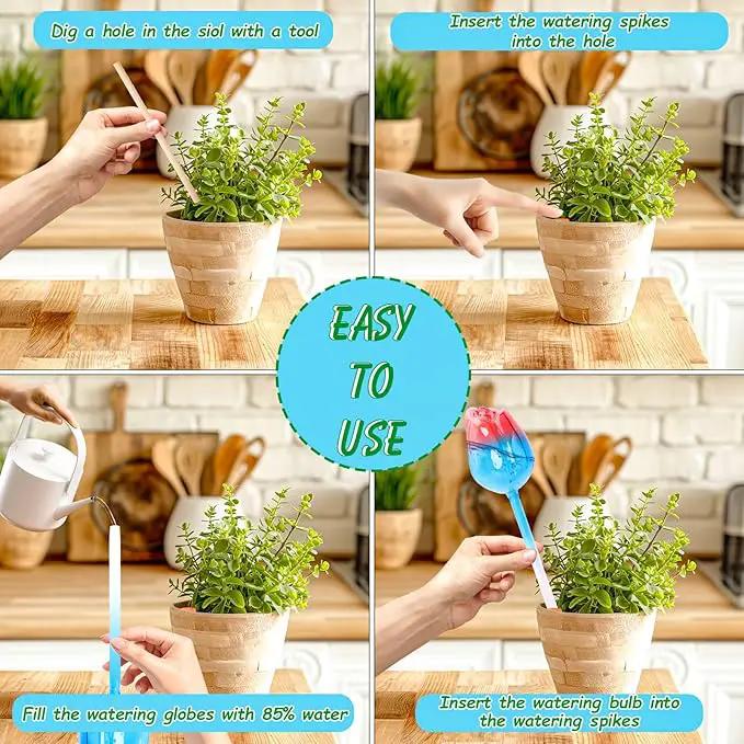 Plant Watering Globes Tulips, 4 Pcs Glass Self Watering Globes, Self Watering Planter Insert with Watering Spikes ,Automatic Plant Watering Devices,Large Watering Bulbs for Indoor & Outdoor Plants by GreenHaven Gardens