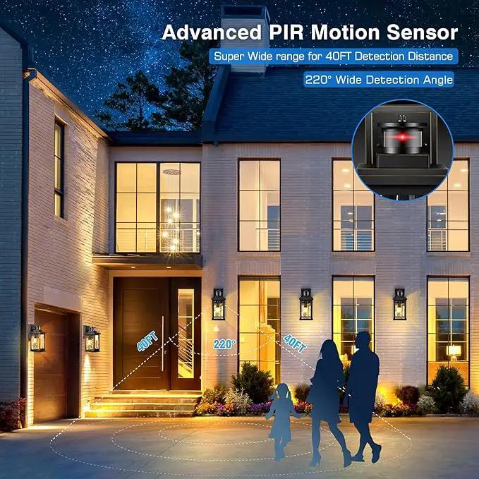 Motion Sensor Outdoor Lights Wall Mount, Dusk to Dawn Exterior Light Fixture ,100% Anti-Rust Aluminum Waterproof Porch Light Outside Wall Lights for House, Black Wall Sconce Lanterns with Water Glass… by GreenHaven Gardens