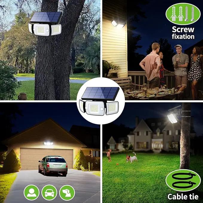 intelamp Solar Outdoor Lights,6000mAh Motion Sensor with Dual Sensors,Waterproof Solar Flood Lights 270°Wide Angle for Outside with 3 Modes by GreenHaven Gardens