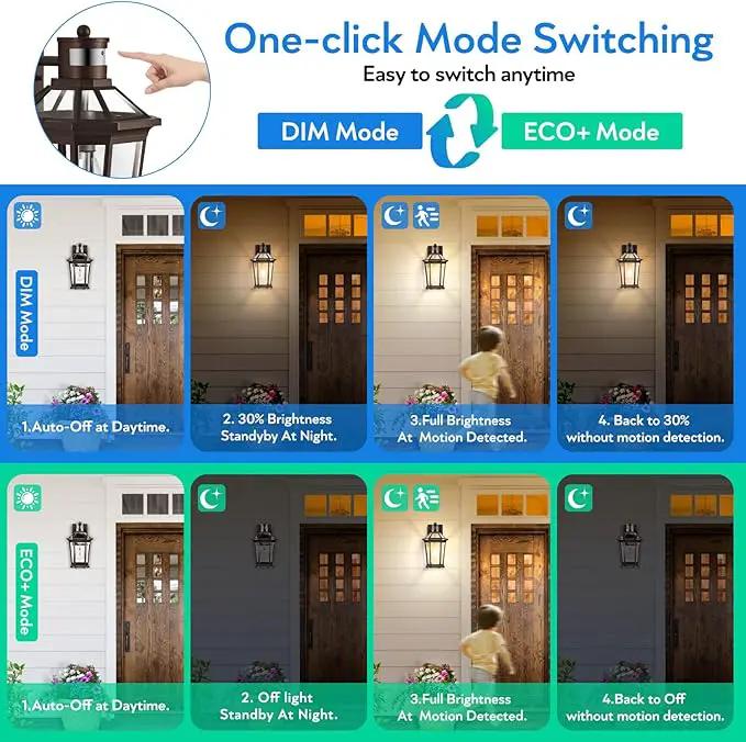 VIANIS Motion Sensor Outdoor Lights, Oil Rubbed Bronze Dusk to Dawn Outdoor Wall Lights Exterior, Waterproof Wall Lantern with Tempered Glass, Modern Outside Wall Sconce for Garage Front Porch, E26 by GreenHaven Gardens