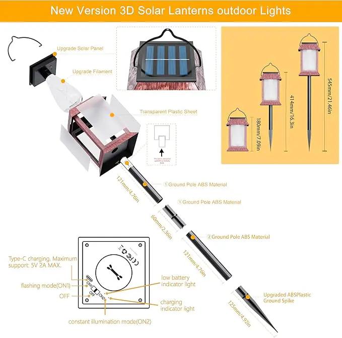 Solar Lanterns Outdoor Waterproof, Upgraded Flashing Mode Solar Lantern Outdoor Lights, 3D Starry Hanging Outdoor Lanterns Lights Stake Lights for Yard Garden Decor（1PCS） by GreenHaven Gardens