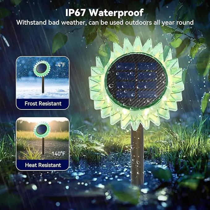 Hogni 6PK Solar Garden Lights, Ground Stake/Hang 2 in 1 Solar Sunflowers Outdoor Waterproof IP67, Outdoor Decor for Pathway Walkway Landscape Backyard Fence Decoration by GreenHaven Gardens