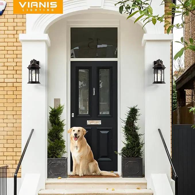 VIANIS Outdoor Light Fixture with Motion Sensor, 2 Packs Oil Rubbed Bronze Dusk to Dawn Exterior Garage Wall Sconce Lighting, 100% Aluminum Outside Porch Lights for House with Tempered Ripple Glass by GreenHaven Gardens