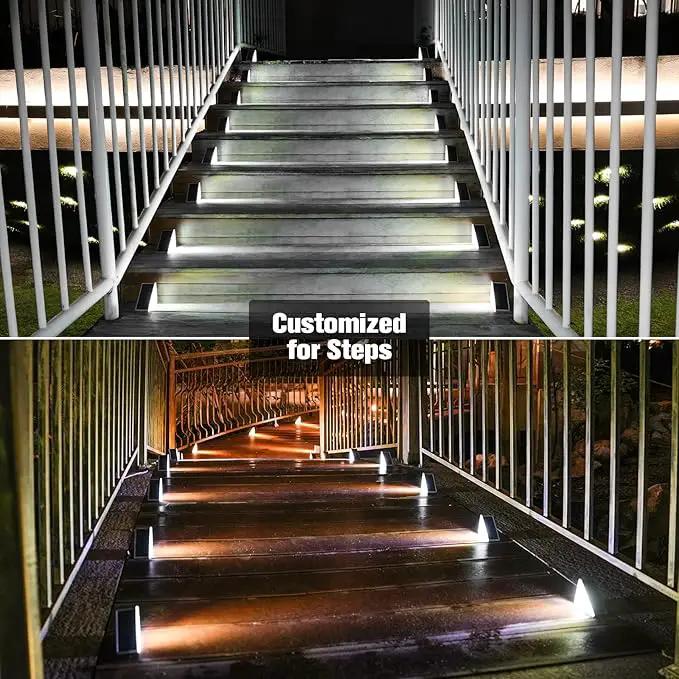 VOLISUN Solar Stair Lights 8 Pack, Solar Step Lights Waterproof IP67, Outdoor Step Light with 13 LEDs, Outdoor Lighting Decor for Yard Stair, Patio, Front Step, Front Porch and Deck(Cool White) by GreenHaven Gardens