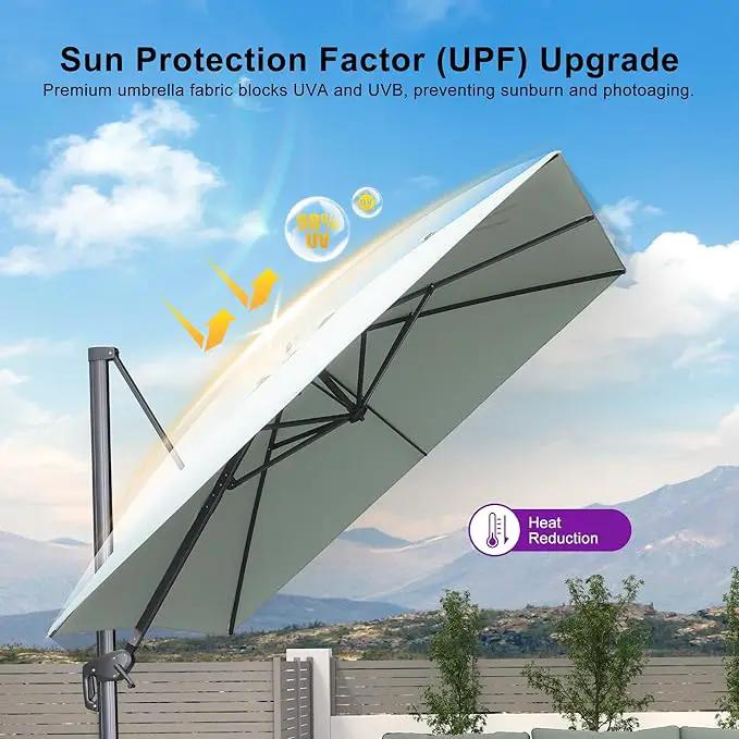 PURPLE LEAF 9' X 11.5' Rectangle Patio Umbrella Outdoor Large Aluminum Cantilever Umbrella with 3-Year Fade Resistance Recycled Fabric and 360-degree Rotation for Deck Pool Garden, Mint Green by GreenHaven Gardens