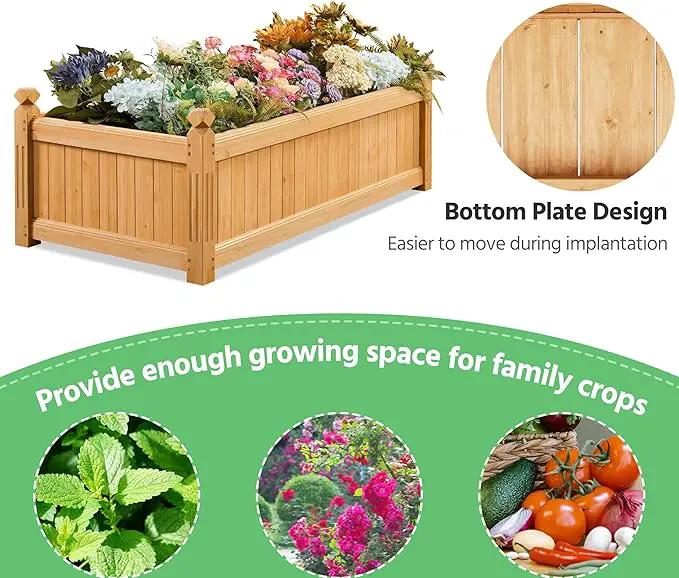 Yaheetech 46″ L × 23.5″ W × 16″ H Wooden Raised Garden Bed, Horticulture Wood Rectangular Garden Planter Outdoor, Raised Planter Box for Yard/Greenhouse/Vegetable/Flower/Herbs, Light Brown by GreenHaven Gardens