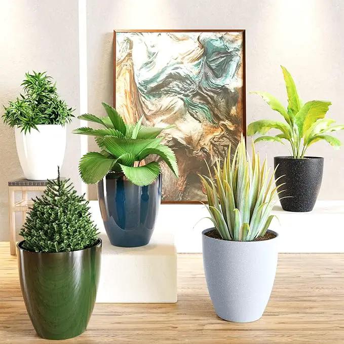 QCQHDU Plant Pots Set of 2 Pack,10 Inch Plant Pot for Indoor and Outdoor Plants with Drainage Hole,Flower Pots Modern Decorative Planter for Garden Plants (Dark Grey) by GreenHaven Gardens