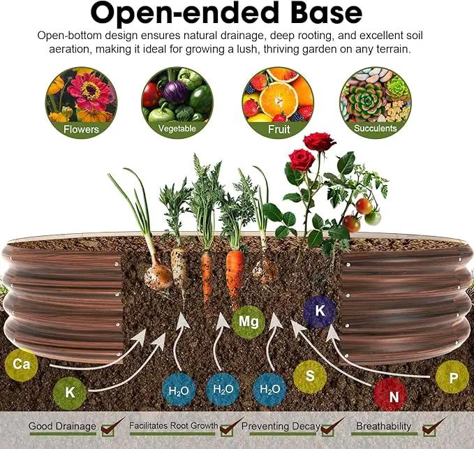 5x3x1ft Oval Galvanized Raised Garden Bed Outdoor 9-in-1 Large Metal Modular Planter Box Raised Beds for Gardening,Vegetables,Fruits,Flowers & Herbs (Brown) by GreenHaven Gardens