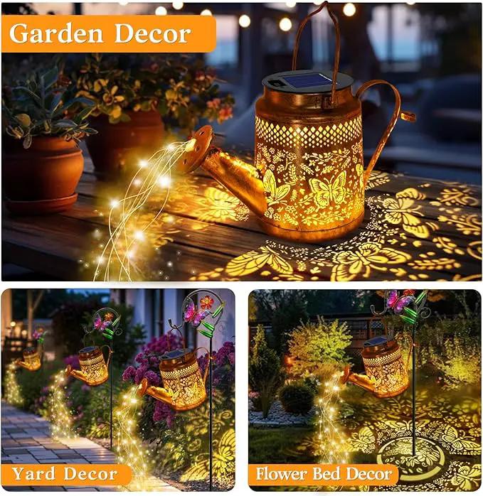 Solar Powered Butterfly Watering Can Lights Waterproof Outdoor Garden Decor with Shepherd Hook Hanging Patio Lights for Yard, Porch, Backyard Perfect Gardening & Birthday Gift for Women, Mom, Grandma by GreenHaven Gardens