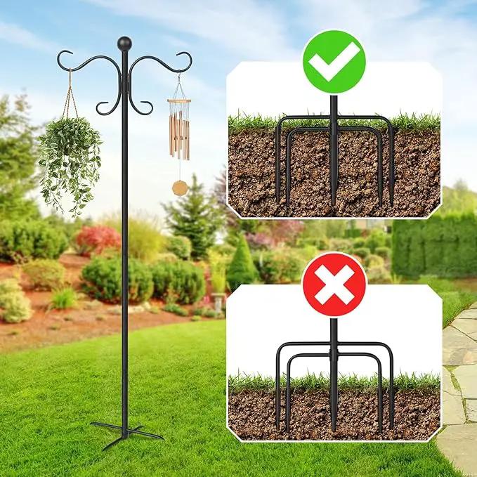 76 Inch Adjustable Double Shepherds Hooks for Outdoor Heavy Duty, Two Sided Garden Bird Feeder Pole for Hanging Plant Baskets, Solar Lights, Weddings Decor by GreenHaven Gardens